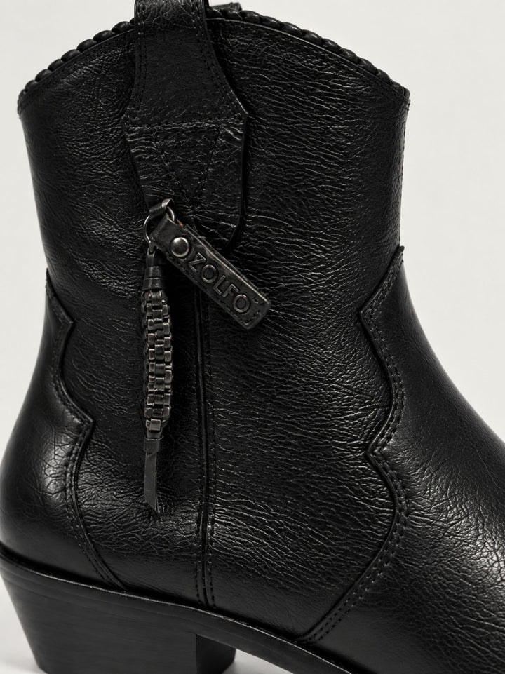 Stivaletto texano in pelle nera 262-700-12 BLACK ZOLFO 