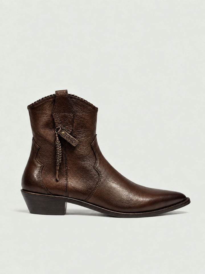 Stivaletto texano in pelle marrone 262-700-12 DARK BROWN ANDREA MORANDO 