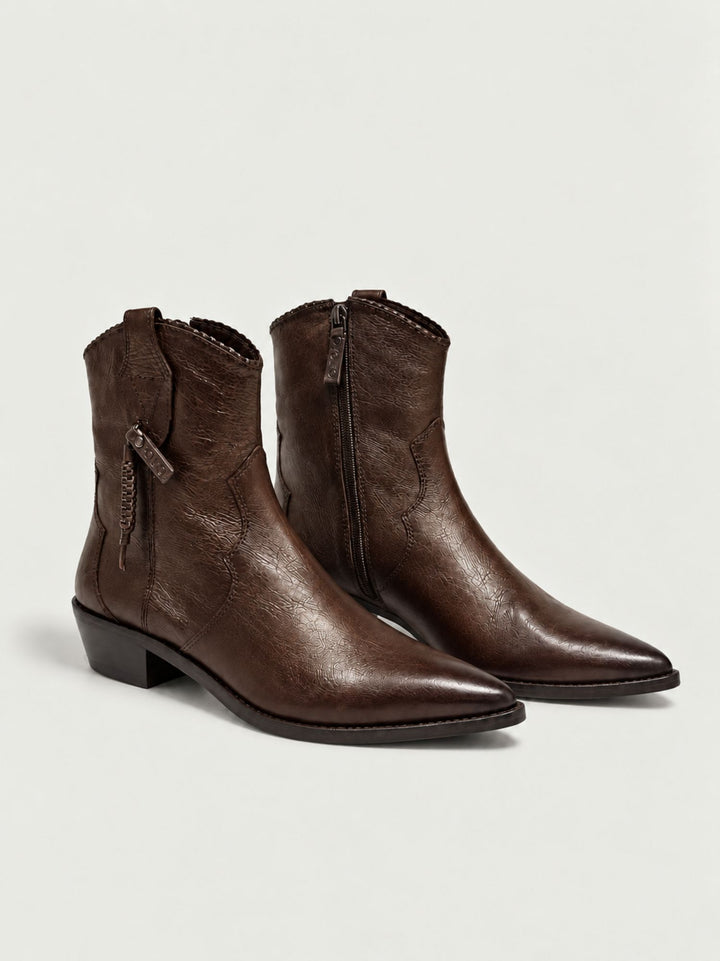 Stivaletto texano in pelle marrone 262-700-12 DARK BROWN ANDREA MORANDO 