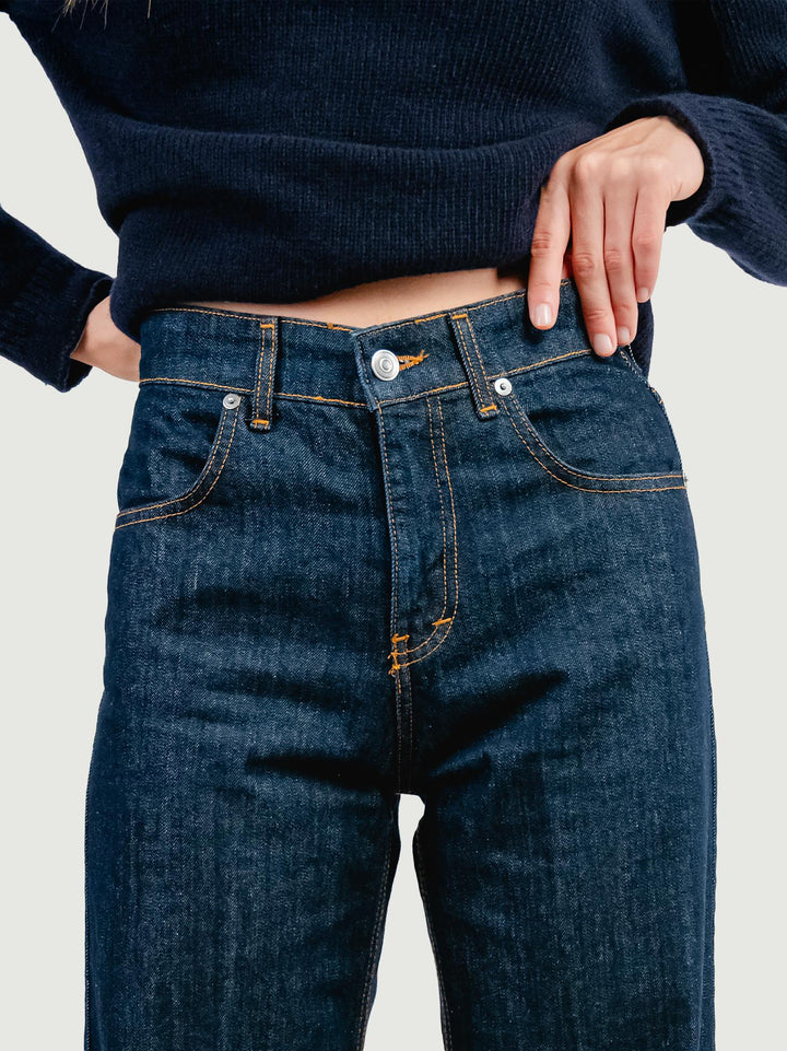 JEANS 5 TASCHE A PALAZZO LAVAGGIO SCURO