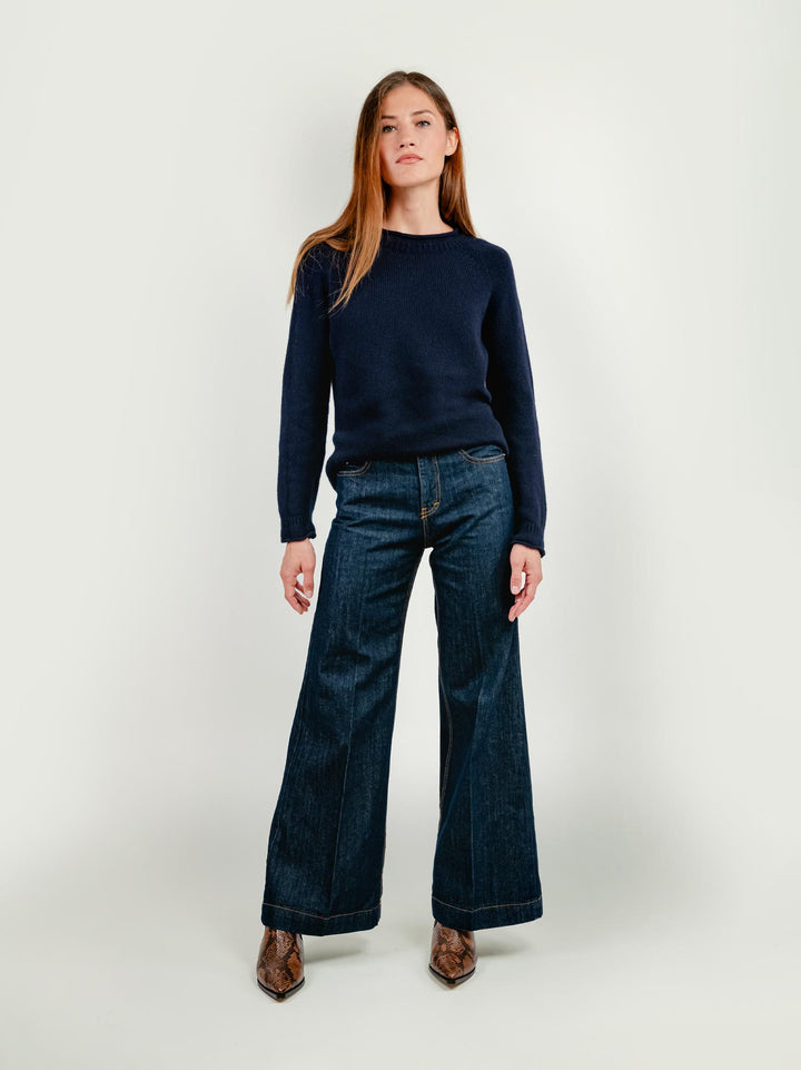 JEANS 5 TASCHE A PALAZZO LAVAGGIO SCURO