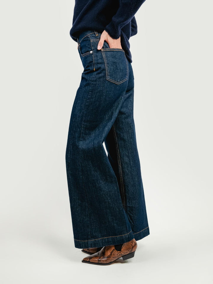 JEANS 5 TASCHE A PALAZZO LAVAGGIO SCURO