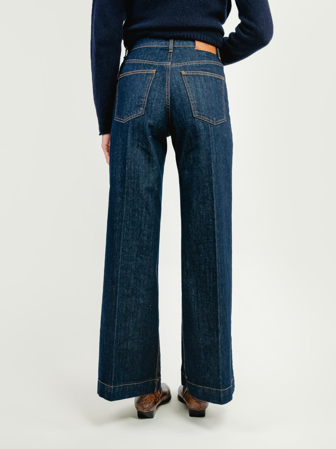 JEANS 5 TASCHE A PALAZZO LAVAGGIO SCURO