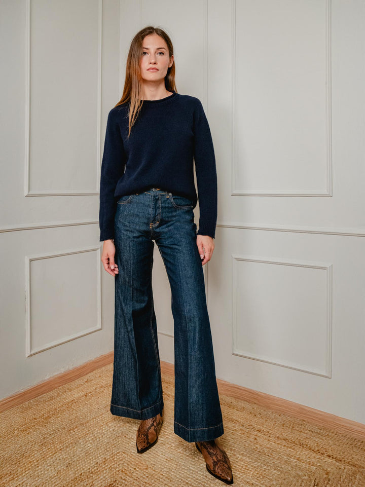 JEANS 5 TASCHE A PALAZZO LAVAGGIO SCURO