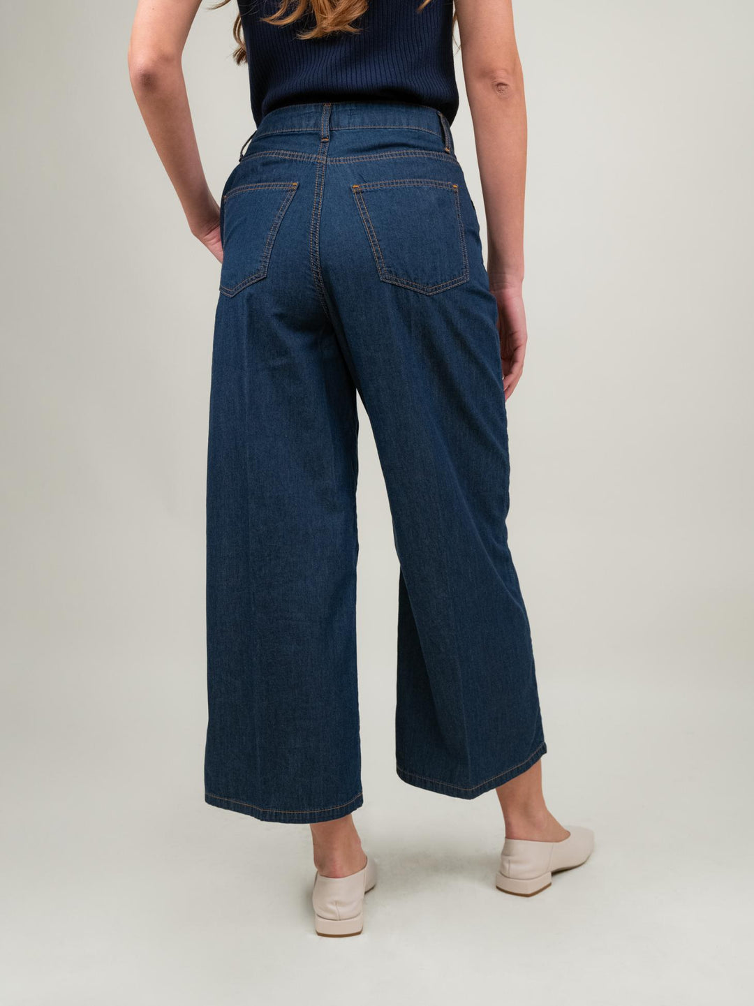 JEANS A PALAZZO DENIM SCURO