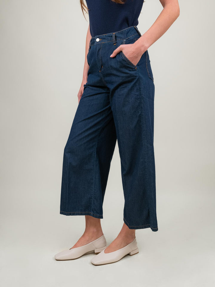 JEANS A PALAZZO DENIM SCURO