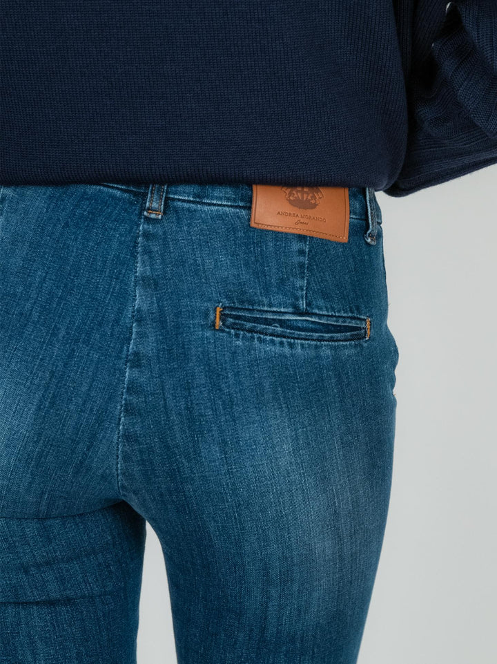 JEANS A ZAMPA IN DENIM MEDIO