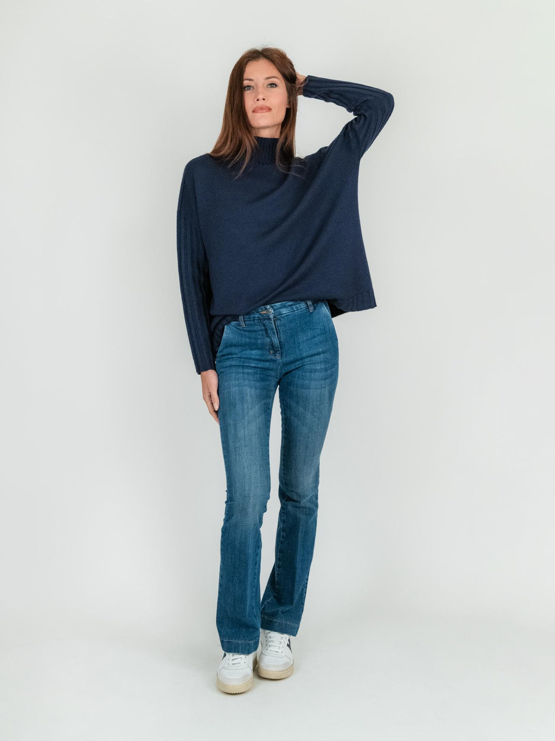 JEANS A ZAMPA IN DENIM MEDIO