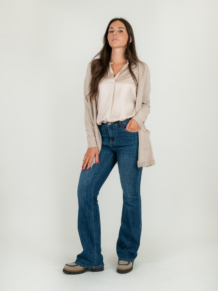 JEANS A ZAMPA IN DENIM SCURO