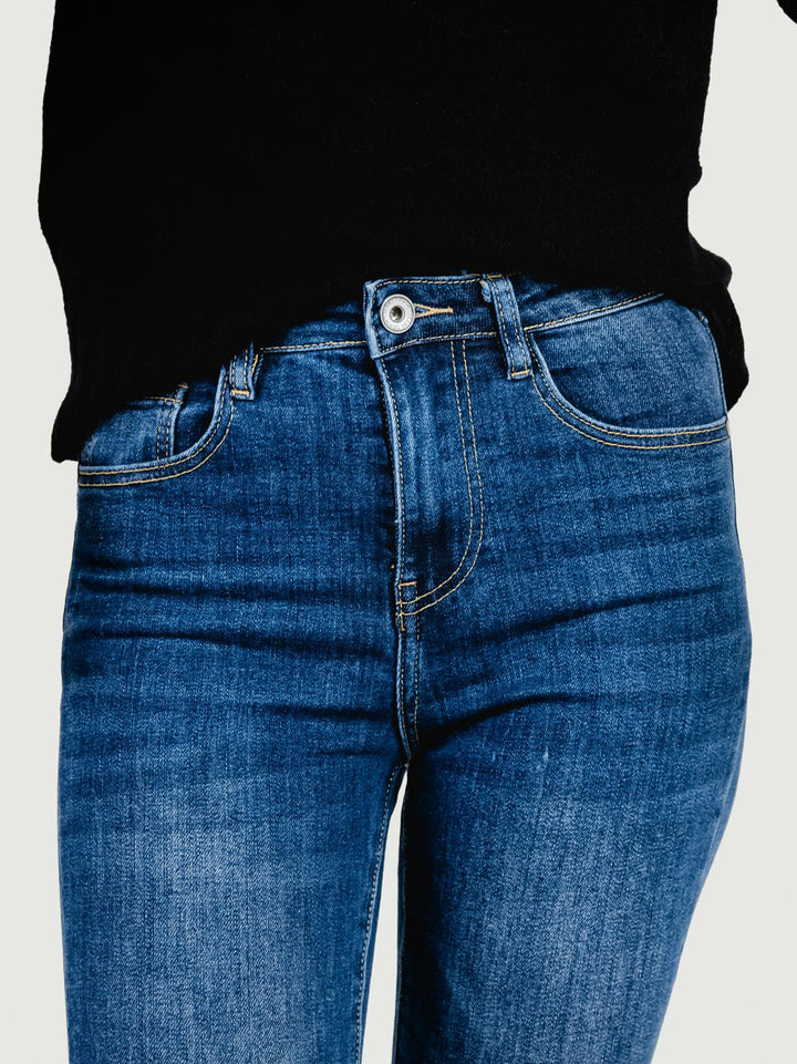 JEANS A ZAMPA IN DENIM SCURO