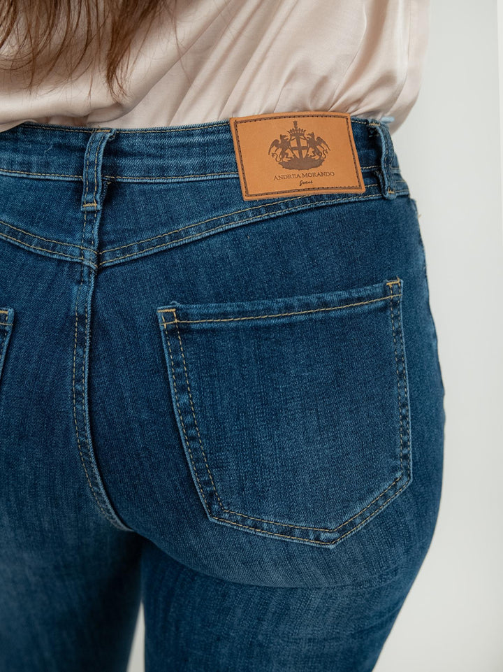 JEANS A ZAMPA IN DENIM SCURO