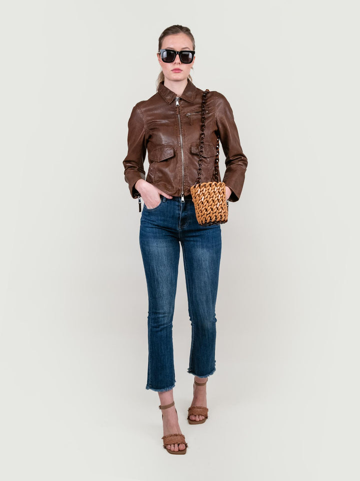 JEANS SCURO 5 TASCHE SFRANGIATO