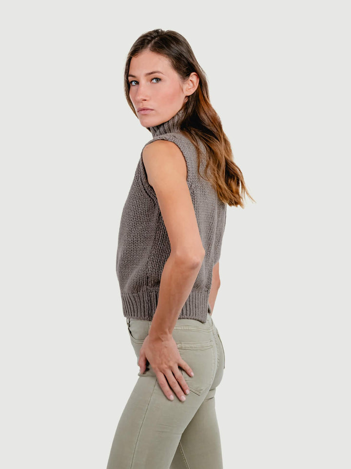 LUPETTO SMANICATO MISTO CASHMERE NOCE