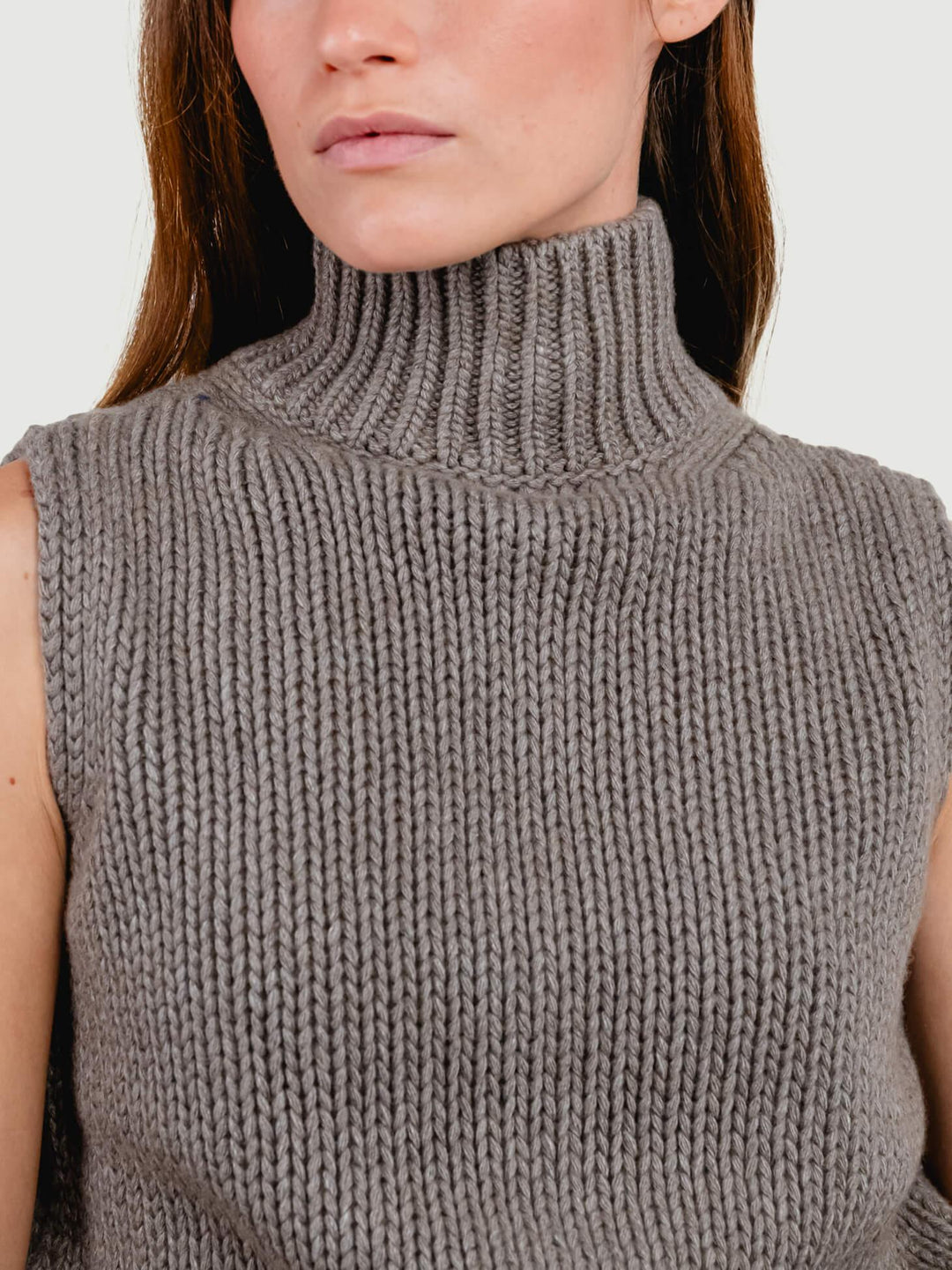 LUPETTO SMANICATO MISTO CASHMERE NOCE