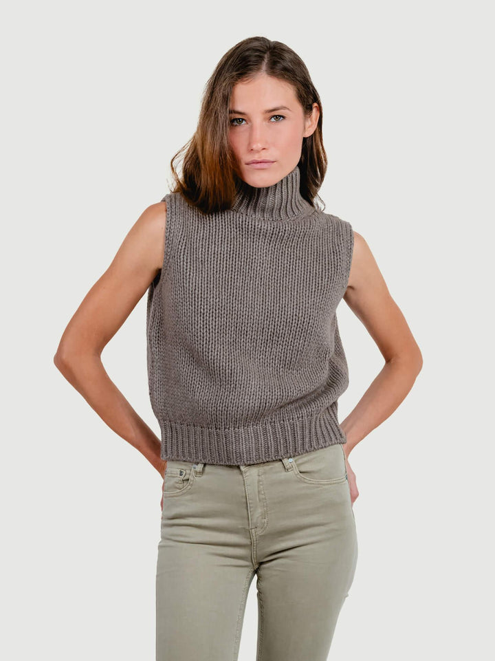 LUPETTO SMANICATO MISTO CASHMERE NOCE