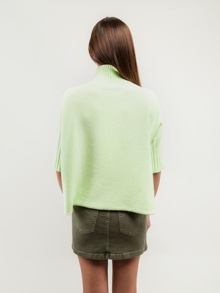 MAGLIA A COLLO ALTO LIME CON MANICHE A 3/4