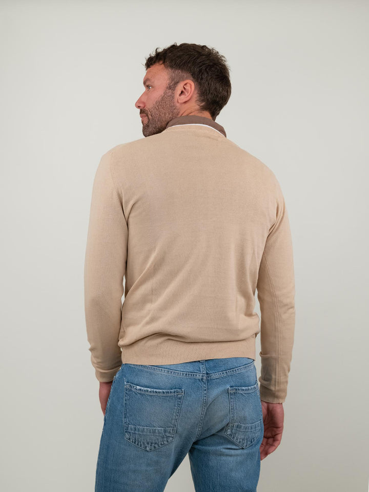 MAGLIA A MANICA LUNGA IN COTONE BEIGE