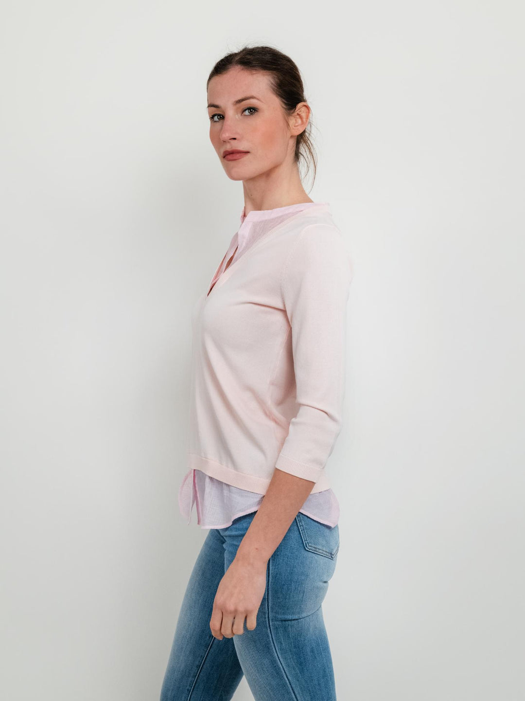 MAGLIA CAMICIA ROSA PALLIDO