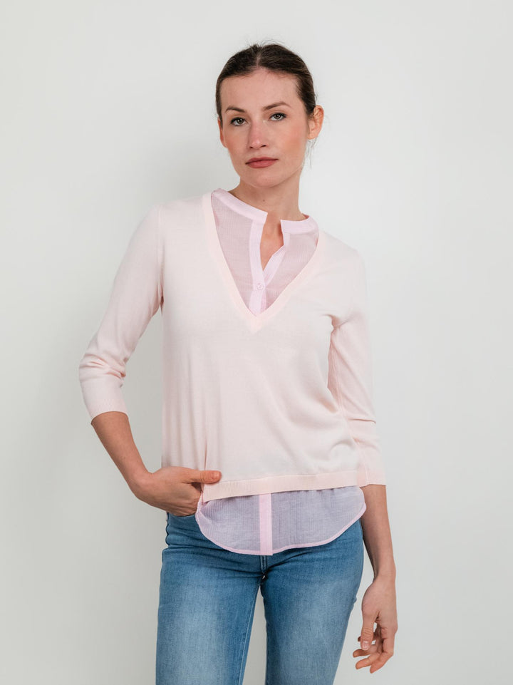 MAGLIA CAMICIA ROSA PALLIDO