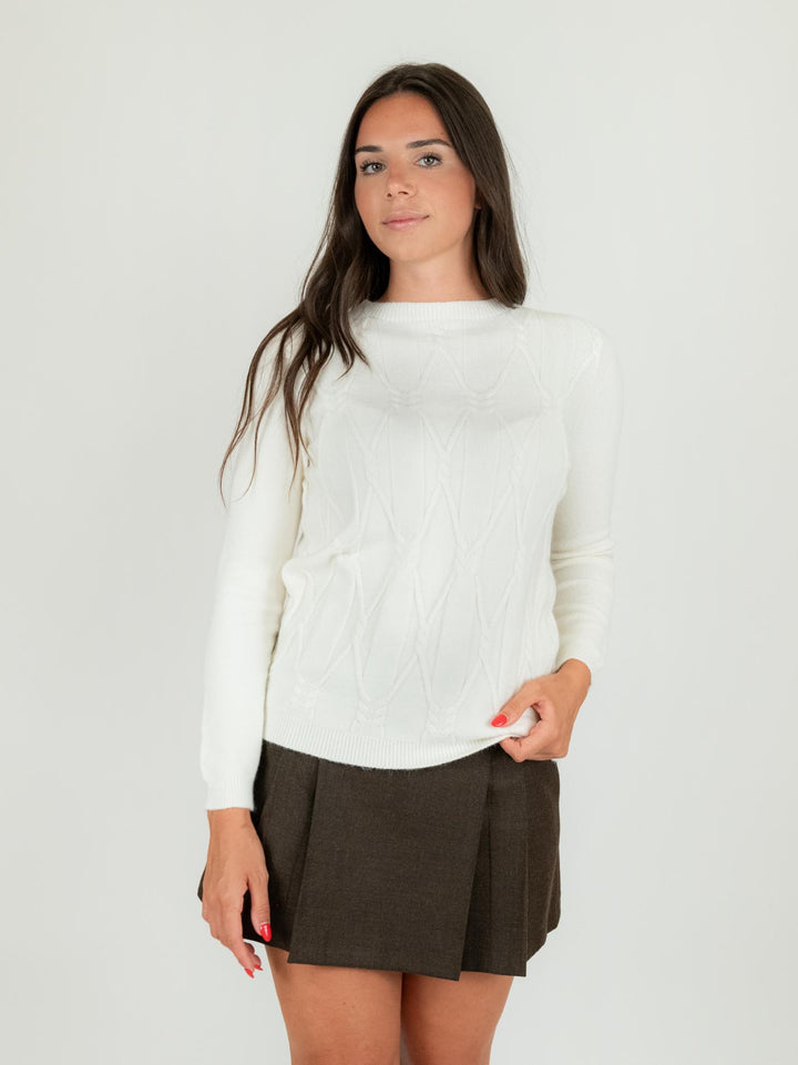 MAGLIA CON INTRECCIO PANNA