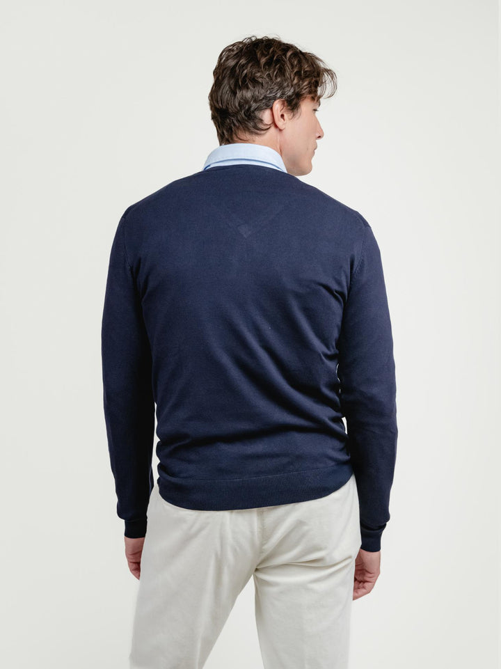 MAGLIA CON SCOLLO A V BLU NAVY