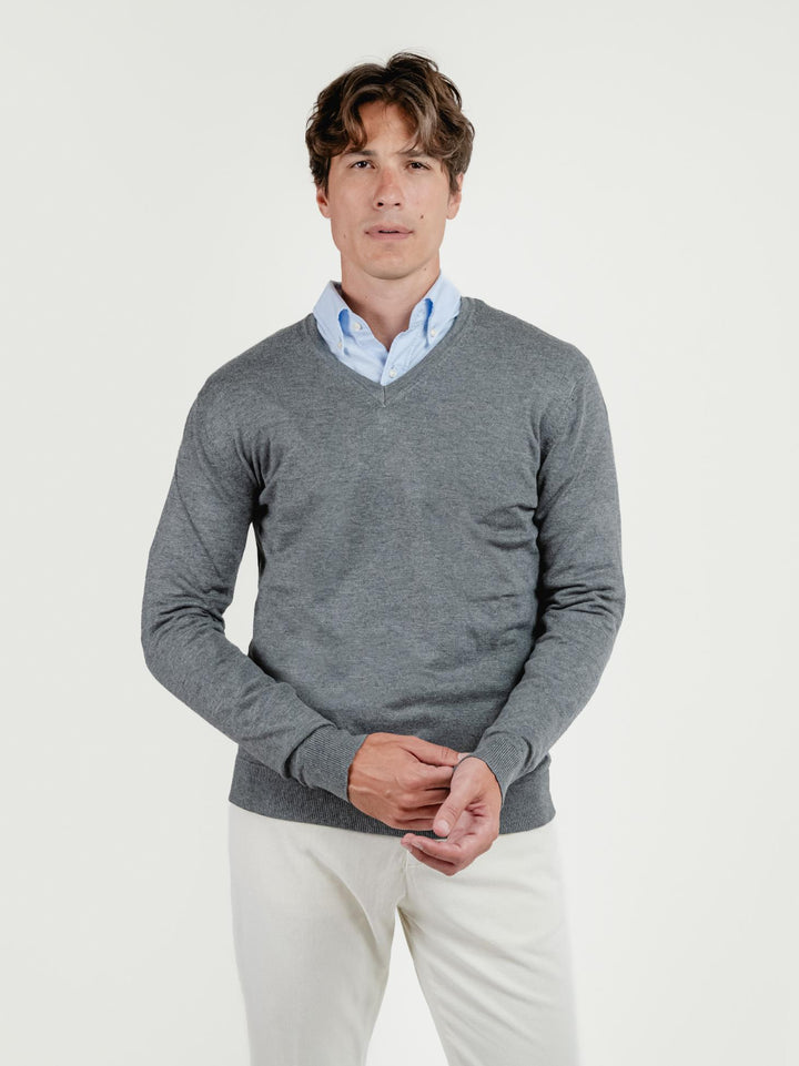 MAGLIA CON SCOLLO A V GRIGIO ANTRACITE