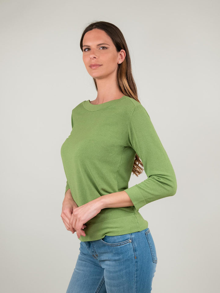 MAGLIA CON SCOLLO BARCHETTA VERDE PISTACCHIO