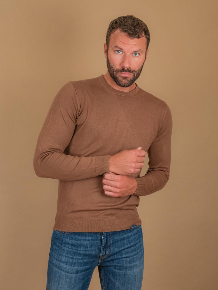 MAGLIA GIROCOLLO COLOR CAFFE