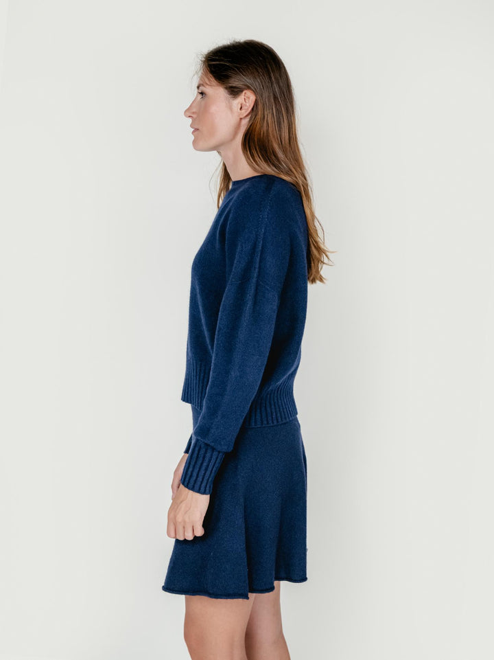 MAGLIA GIROCOLLO CORTA BLU