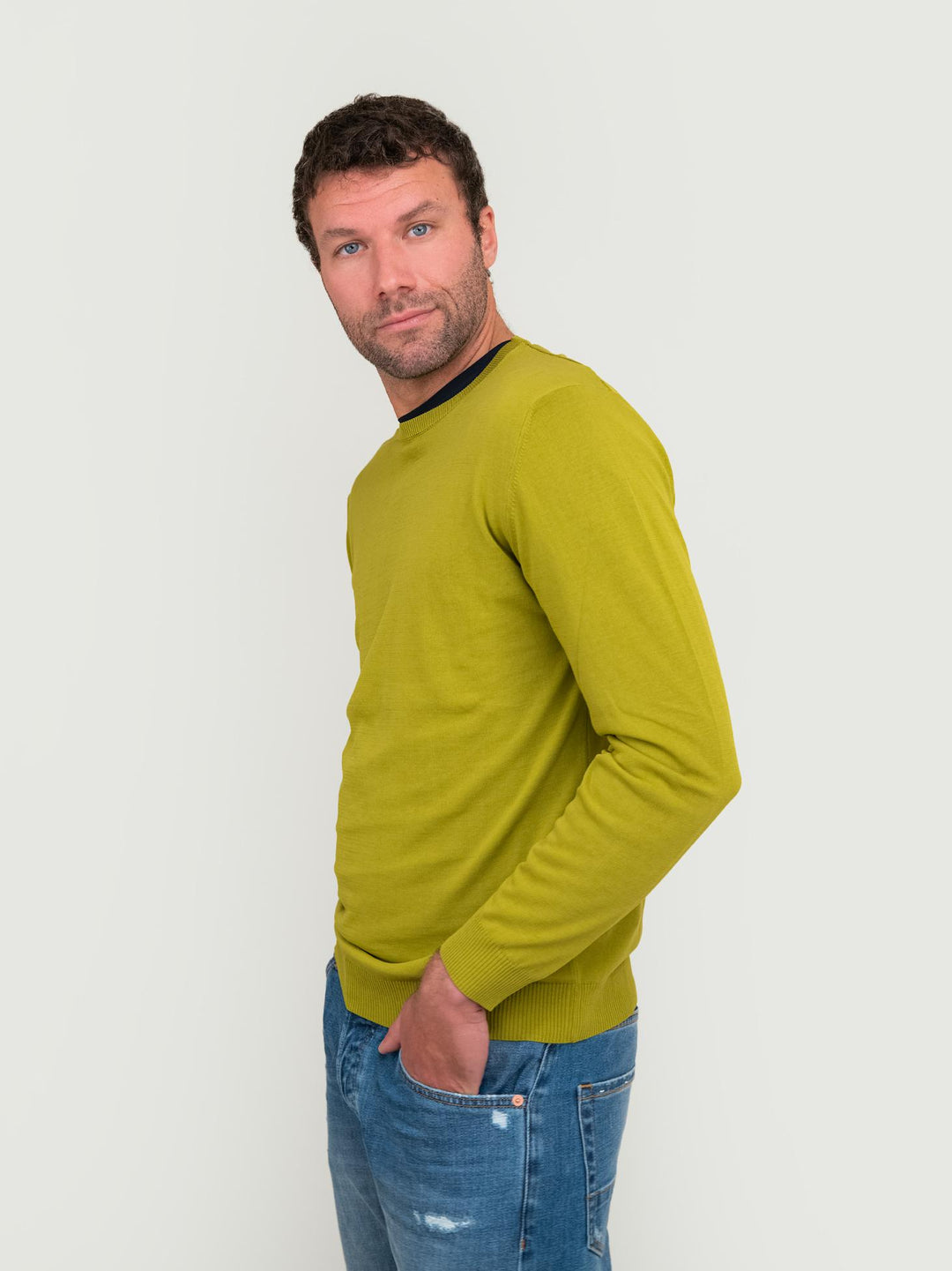 MAGLIA GIROCOLLO IN COTONE VERDE