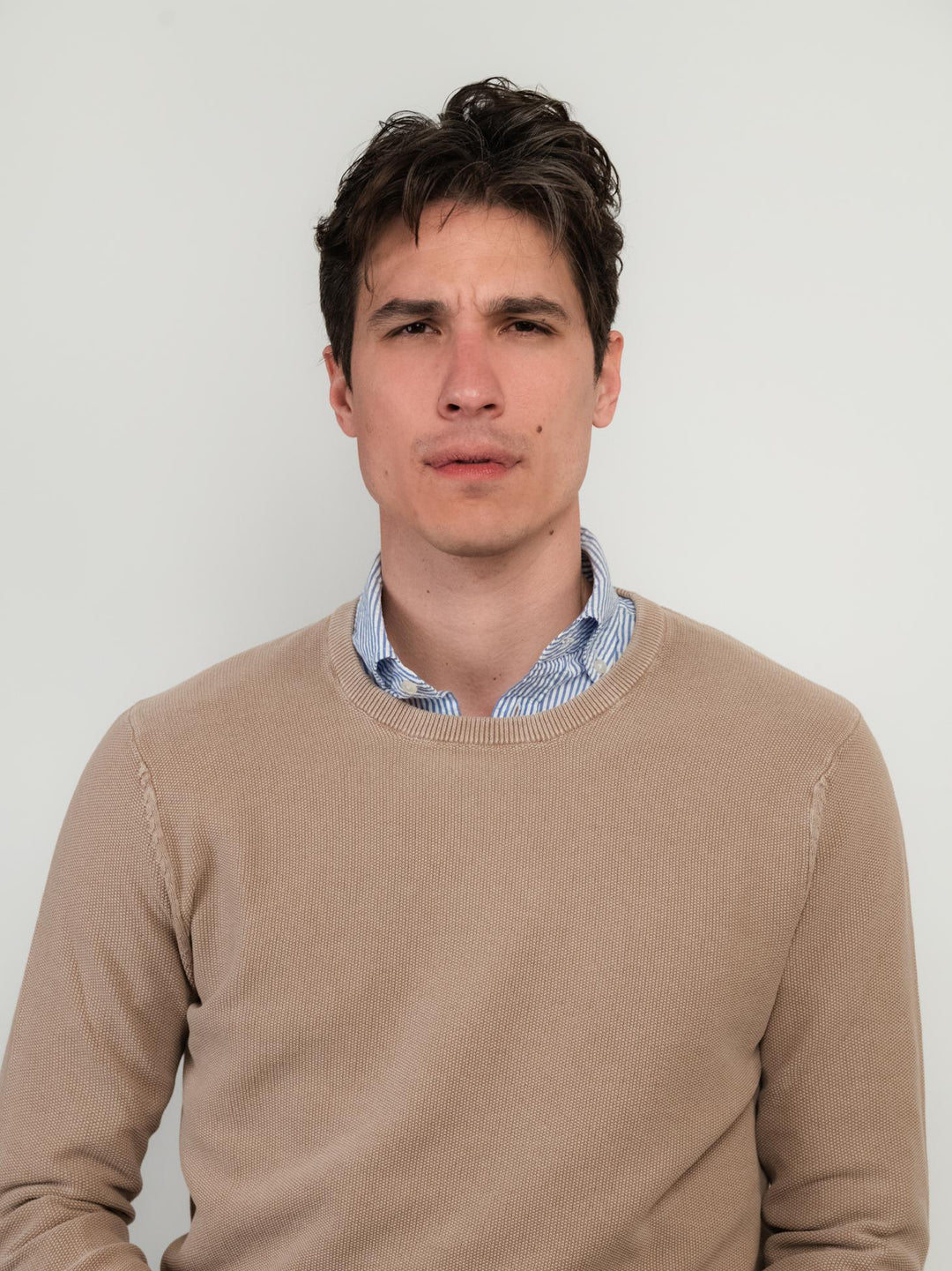 MAGLIA IN COTONE GRANA DI RISO BEIGE