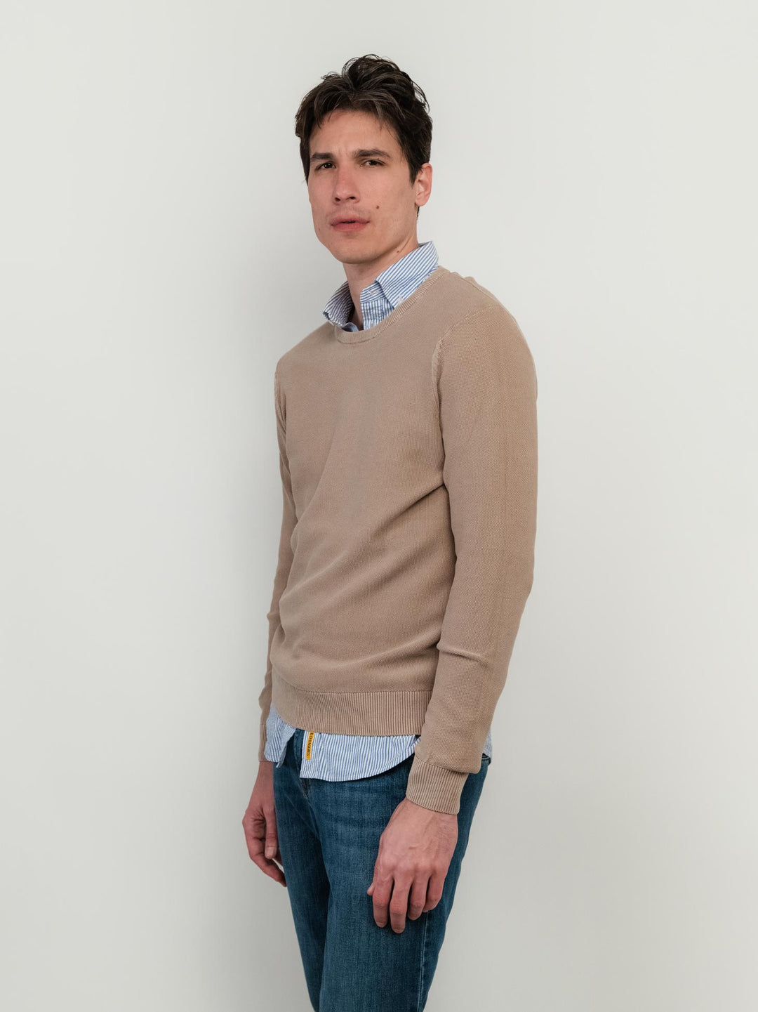 MAGLIA IN COTONE GRANA DI RISO BEIGE