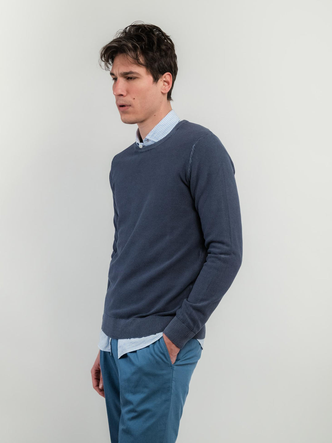 MAGLIA IN COTONE GRANA DI RISO BLUETTE