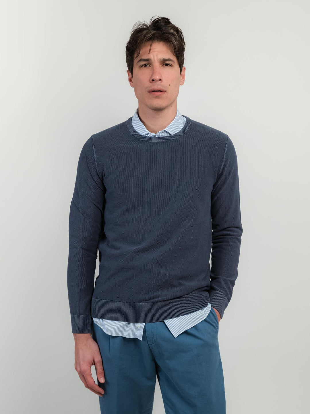 MAGLIA IN COTONE GRANA DI RISO BLUETTE