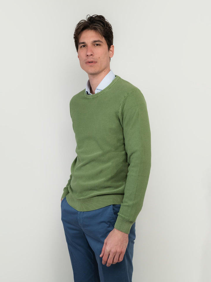 MAGLIA IN COTONE GRANA DI RISO VERDE