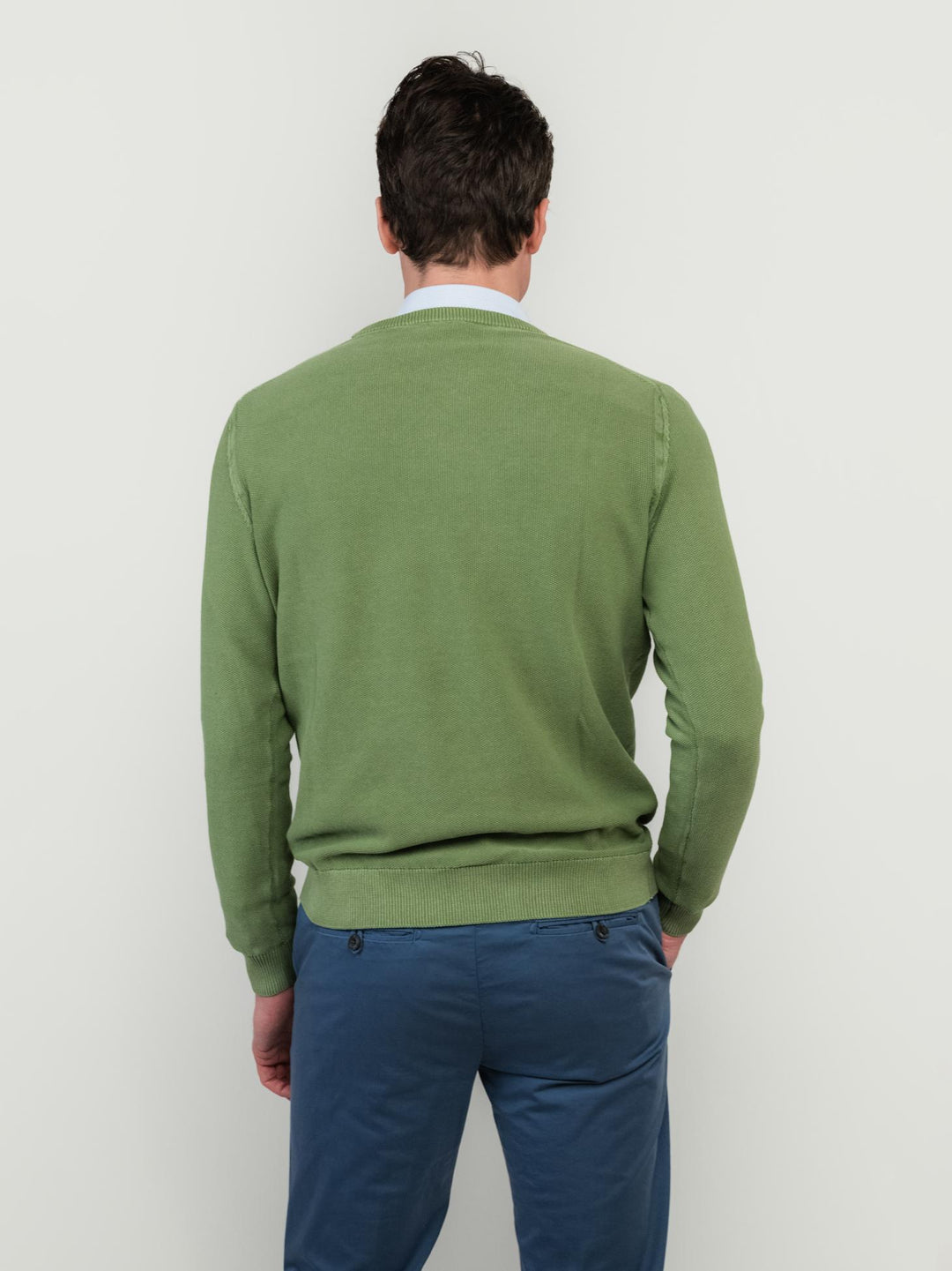 MAGLIA IN COTONE GRANA DI RISO VERDE
