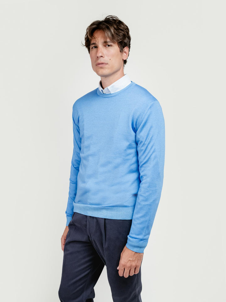 MAGLIA IN LANA MERINO CELESTE