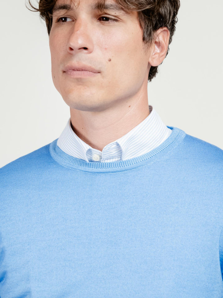 MAGLIA IN LANA MERINO CELESTE