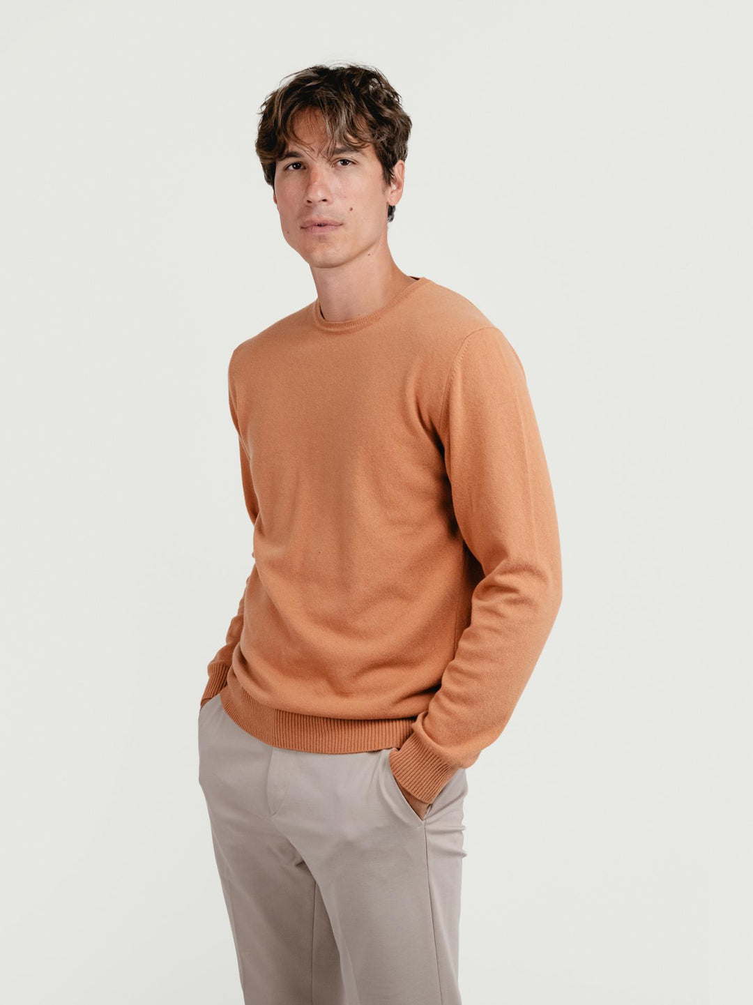 MAGLIA IN LANA MERINO E CASHMERE CANNELLA