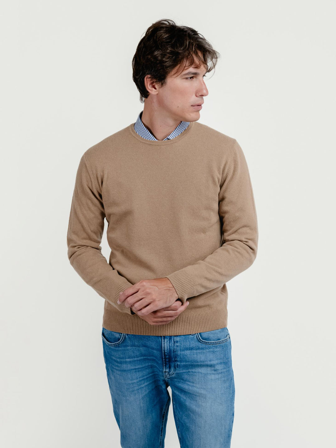 MAGLIA IN LANA MERINO E CASHMERE CARAMELLO