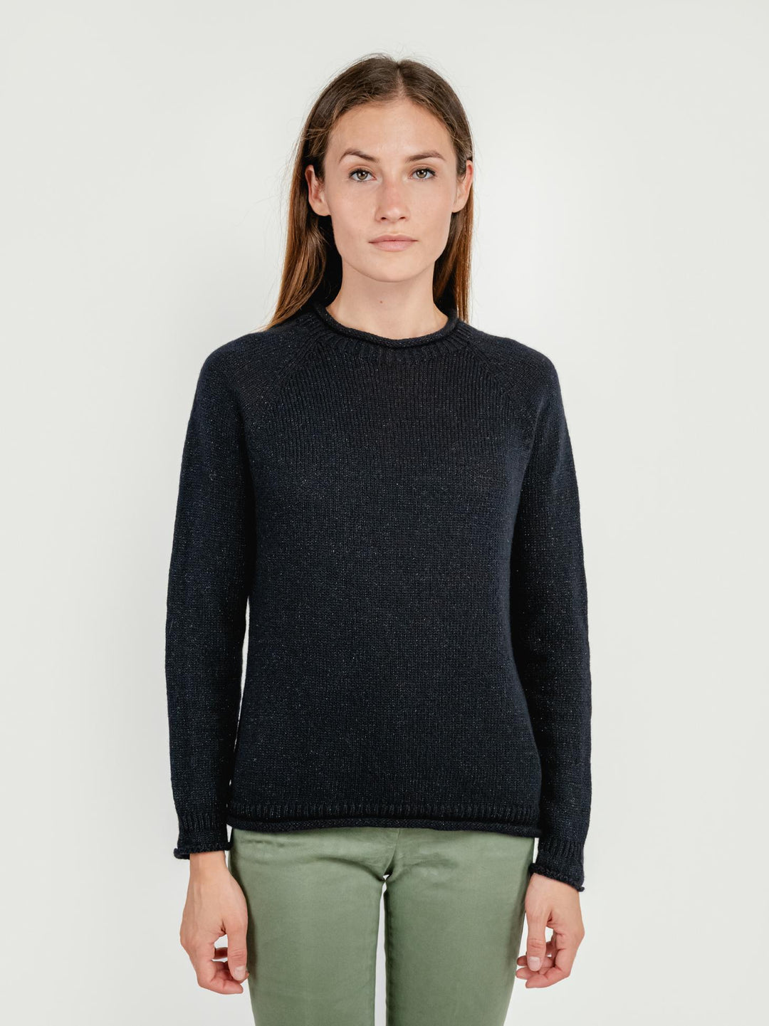 MAGLIA IN LANA MERINO LAMÈ NERO