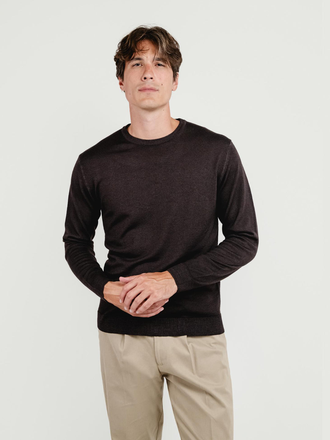 MAGLIA IN LANA MERINO TESTA MORO