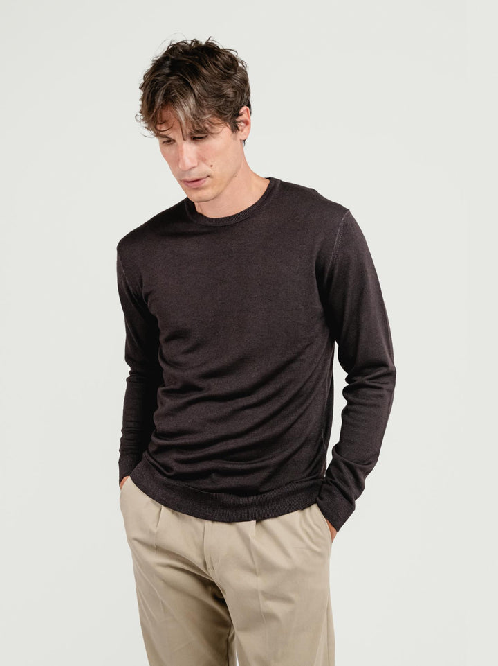 MAGLIA IN LANA MERINO TESTA MORO