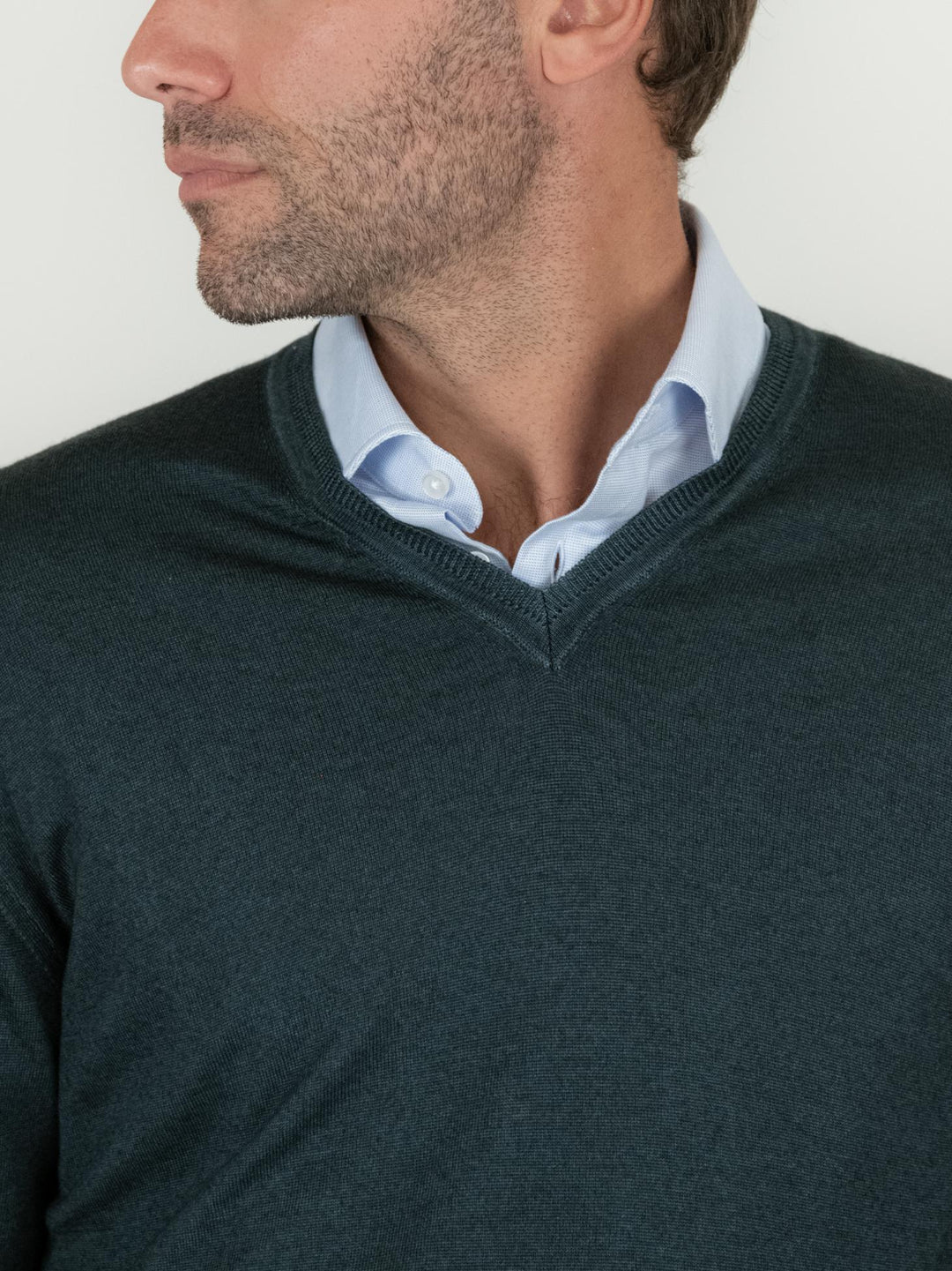 MAGLIA IN LANA MERINO VERDE BOTTIGLIA
