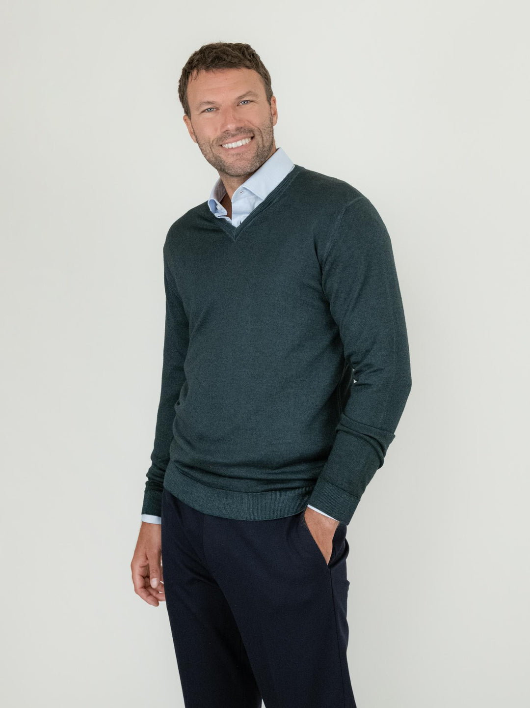 MAGLIA IN LANA MERINO VERDE BOTTIGLIA