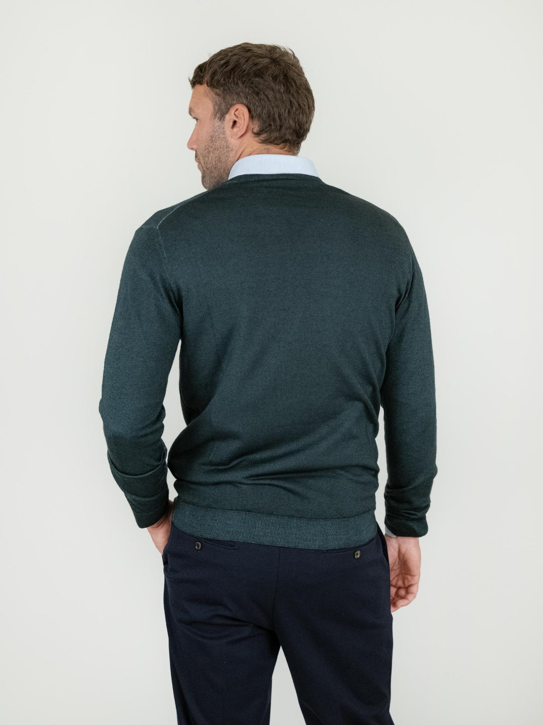 MAGLIA IN LANA MERINO VERDE BOTTIGLIA