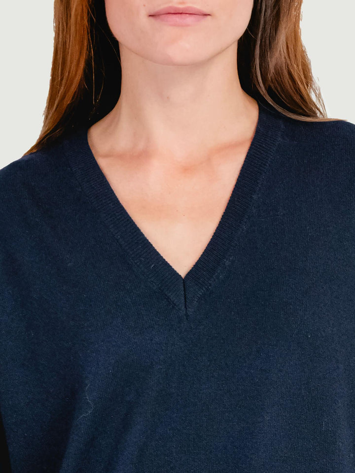 MAGLIA OVERSIZE SCOLLO A V NAVY