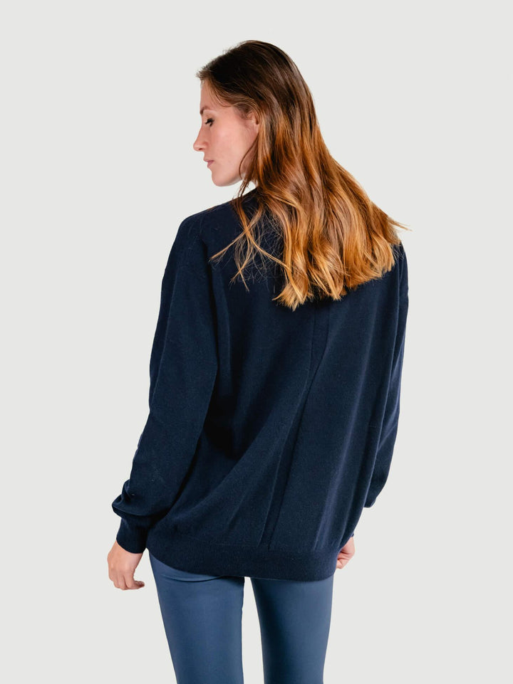 MAGLIA OVERSIZE SCOLLO A V NAVY