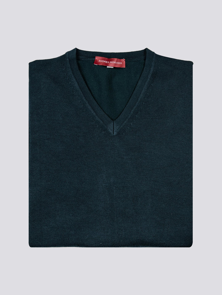 MAGLIA SCOLLO A V VERDE BOTTIGLIA