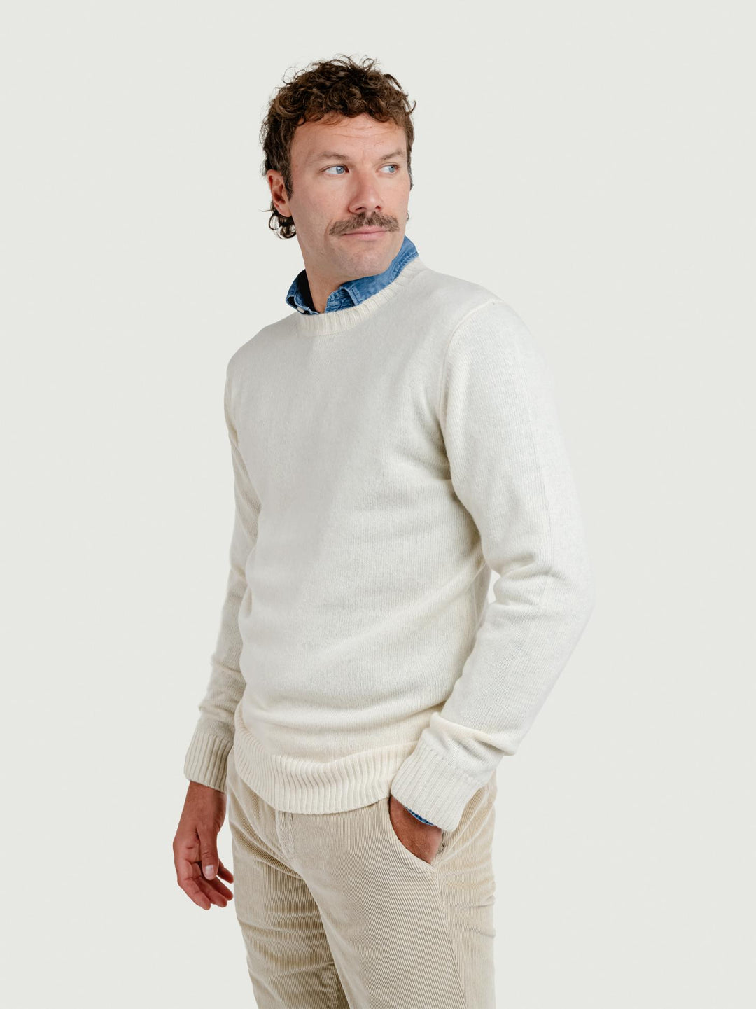 MAGLIONE GIROCOLLO IN LANA COLOR PANNA